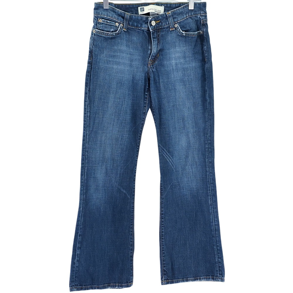 Gap Curvy Low Rise Stretch Jeans Womens 4 Reg Blue Flare Medium Wash 471020-00